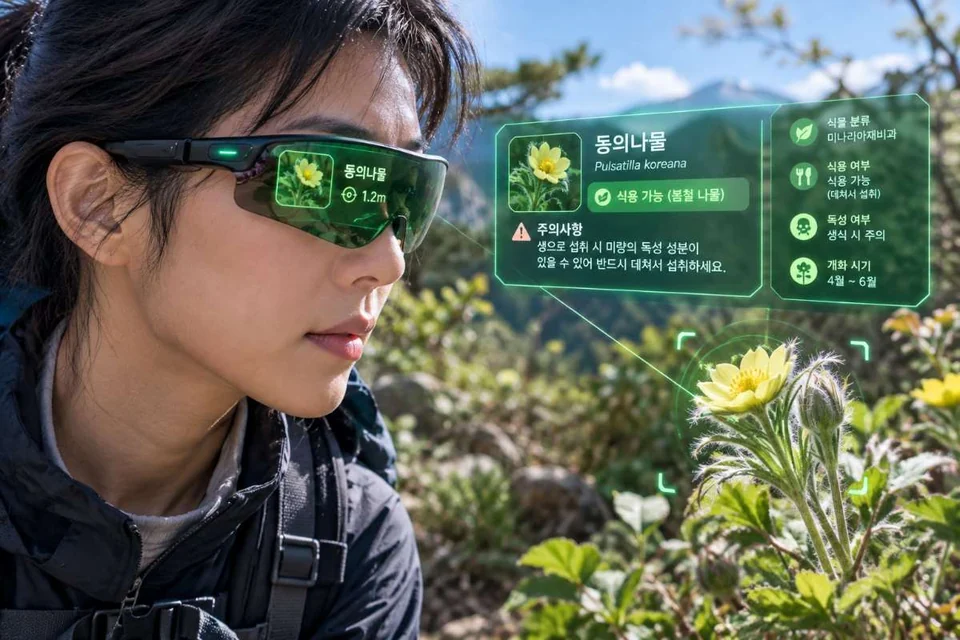 바라보는 식물의 이름과 정보를 렌즈 위에 보여주는 콘셉트